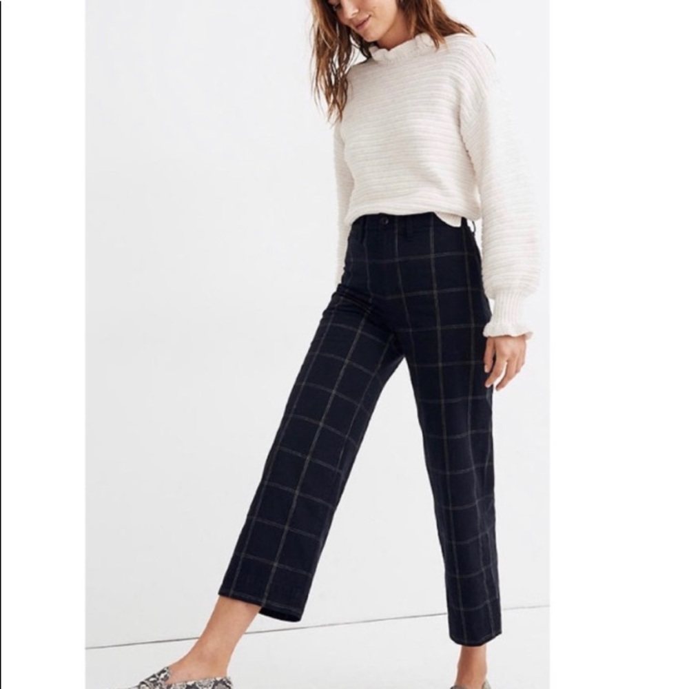 Madewell slim emmet Wide leg crop pants windowpane